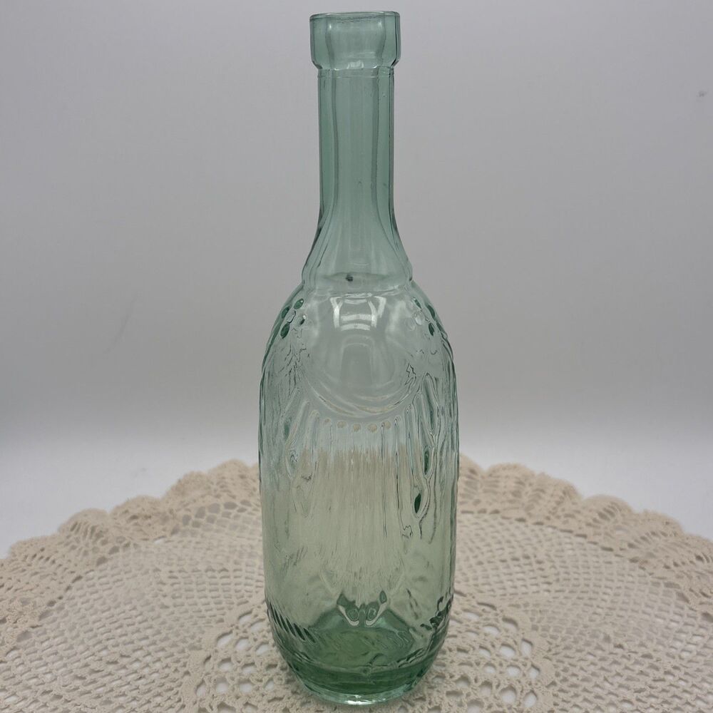 Vidrios San Miguel Spain Recycled Green Glass Drape Festoon Carafe Bottle Vase
